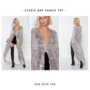 Nasty Gal Studio Bar Sequin Top (NWT)